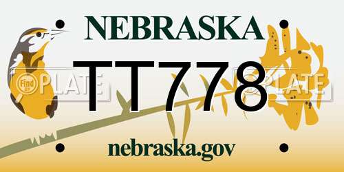 TT778 Nebraska License Plate