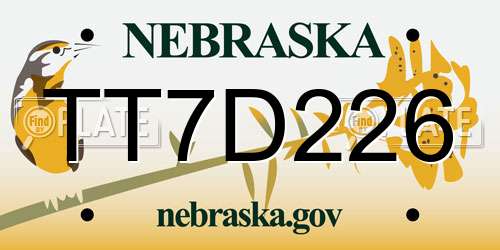 TT7D226 Nebraska License Plate