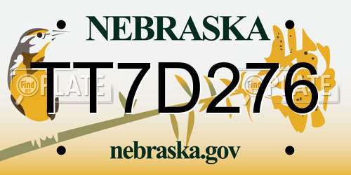 TT7D276 Nebraska License Plate