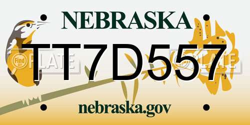 TT7D557 Nebraska License Plate