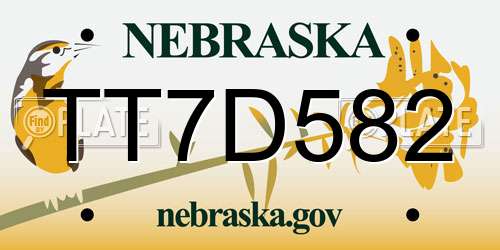TT7D582 Nebraska License Plate