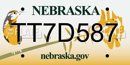 TT7D587 Nebraska License Plate