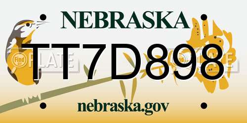 TT7D898 Nebraska License Plate