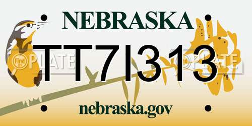 TT7I313 Nebraska License Plate