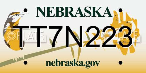 TT7N223 Nebraska License Plate
