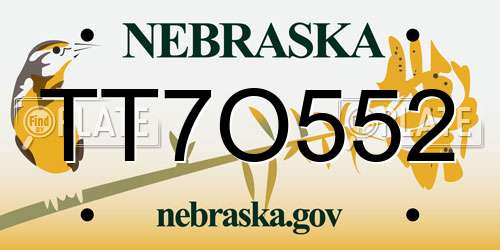 TT7O552 Nebraska License Plate