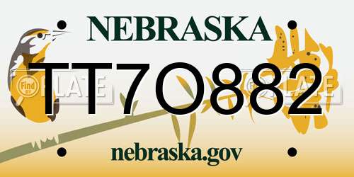 TT7O882 Nebraska License Plate
