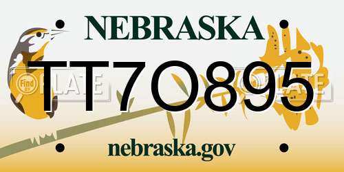 TT7O895 Nebraska License Plate