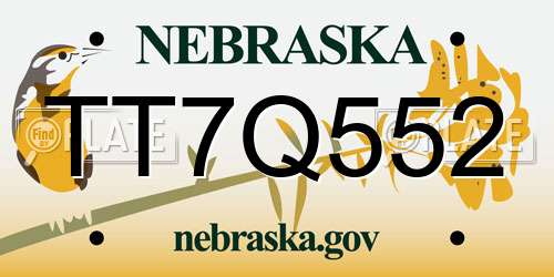 TT7Q552 Nebraska License Plate