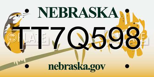 TT7Q598 Nebraska License Plate