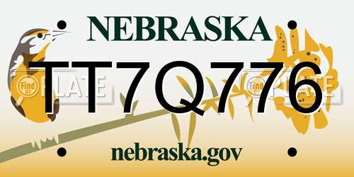 TT7Q776 Nebraska License Plate