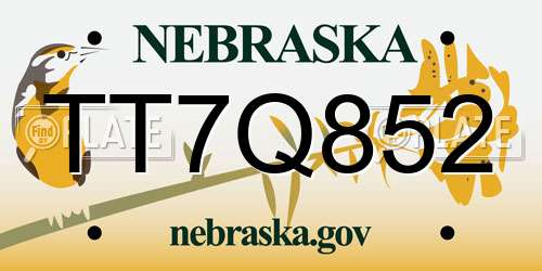 TT7Q852 Nebraska License Plate