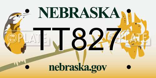 TT827 Nebraska License Plate