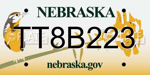 TT8B223 Nebraska License Plate