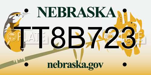 TT8B723 Nebraska License Plate
