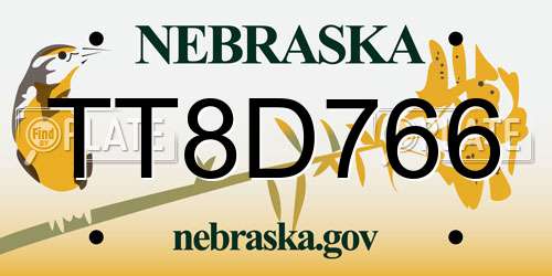 TT8D766 Nebraska License Plate