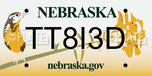TT8I3D Nebraska License Plate