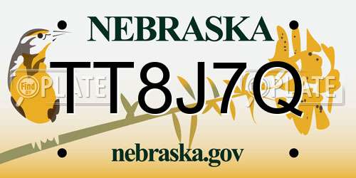 TT8J7Q Nebraska License Plate
