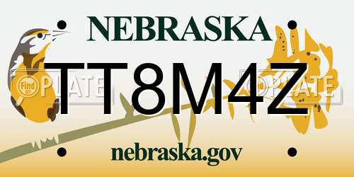 TT8M4Z Nebraska License Plate
