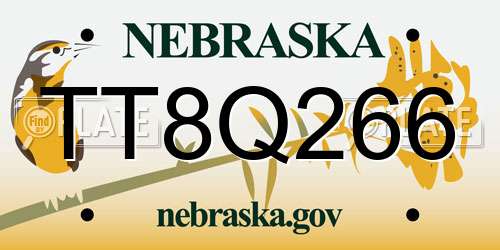 TT8Q266 Nebraska License Plate