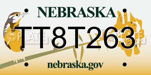 TT8T263 Nebraska License Plate