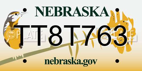 TT8T763 Nebraska License Plate