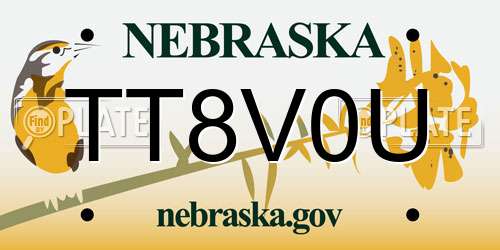 TT8V0U Nebraska License Plate