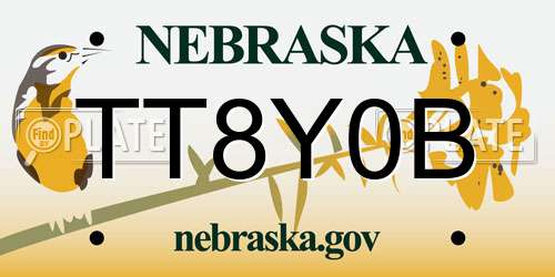 TT8Y0B Nebraska License Plate