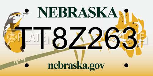 TT8Z263 Nebraska License Plate