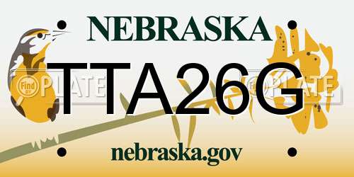 TTA26G Nebraska License Plate
