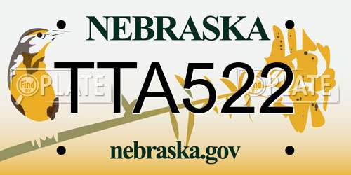 TTA522 Nebraska License Plate