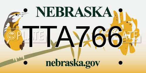 TTA766 Nebraska License Plate
