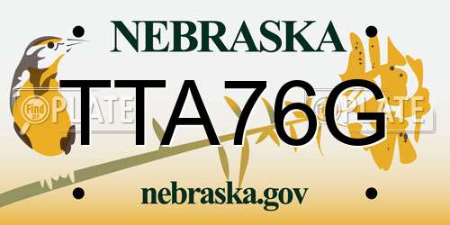 TTA76G Nebraska License Plate