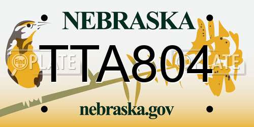 TTA804 Nebraska License Plate
