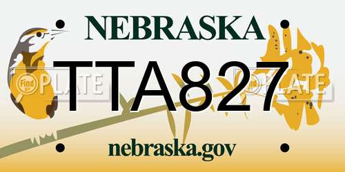 TTA827 Nebraska License Plate