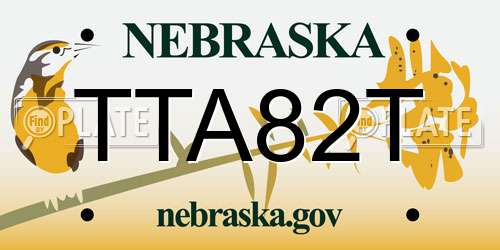 TTA82T Nebraska License Plate