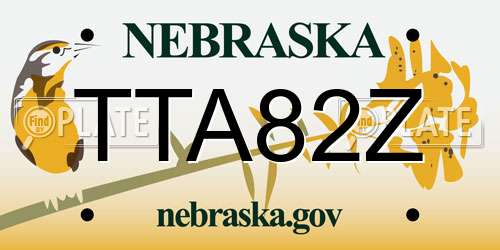 TTA82Z Nebraska License Plate