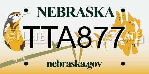 TTA877 Nebraska License Plate