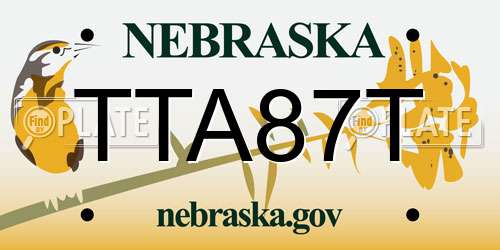 TTA87T Nebraska License Plate