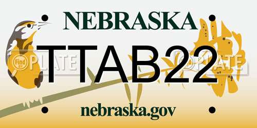 TTAB22 Nebraska License Plate
