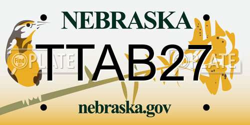 TTAB27 Nebraska License Plate