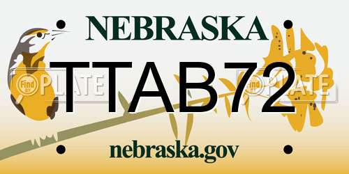 TTAB72 Nebraska License Plate