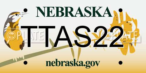 TTAS22 Nebraska License Plate