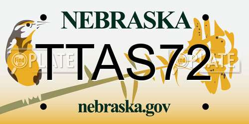TTAS72 Nebraska License Plate
