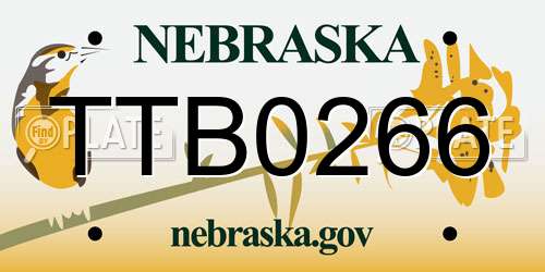 TTB0266 Nebraska License Plate