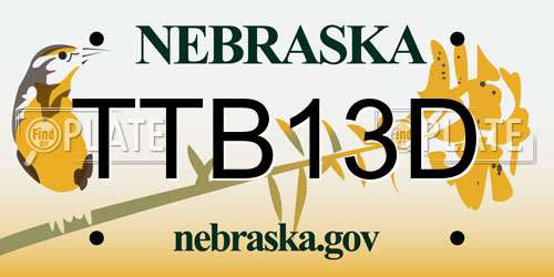 TTB13D Nebraska License Plate