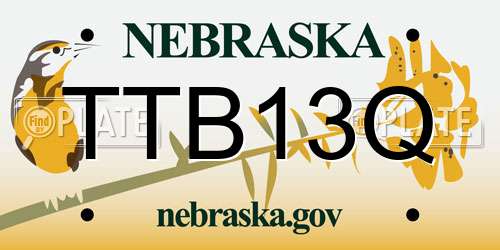TTB13Q Nebraska License Plate