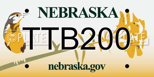 TTB200 Nebraska License Plate