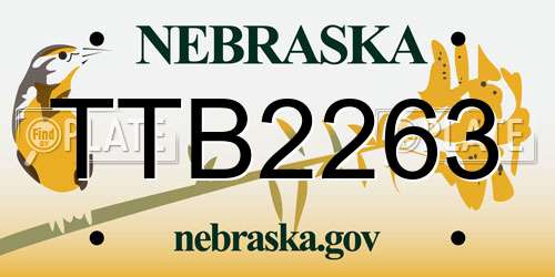 TTB2263 Nebraska License Plate