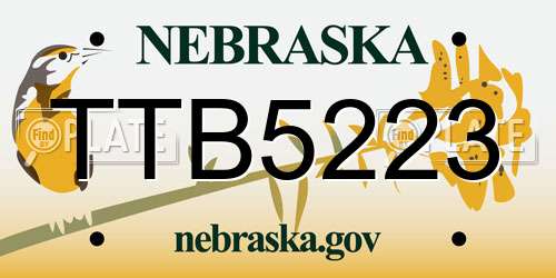 TTB5223 Nebraska License Plate